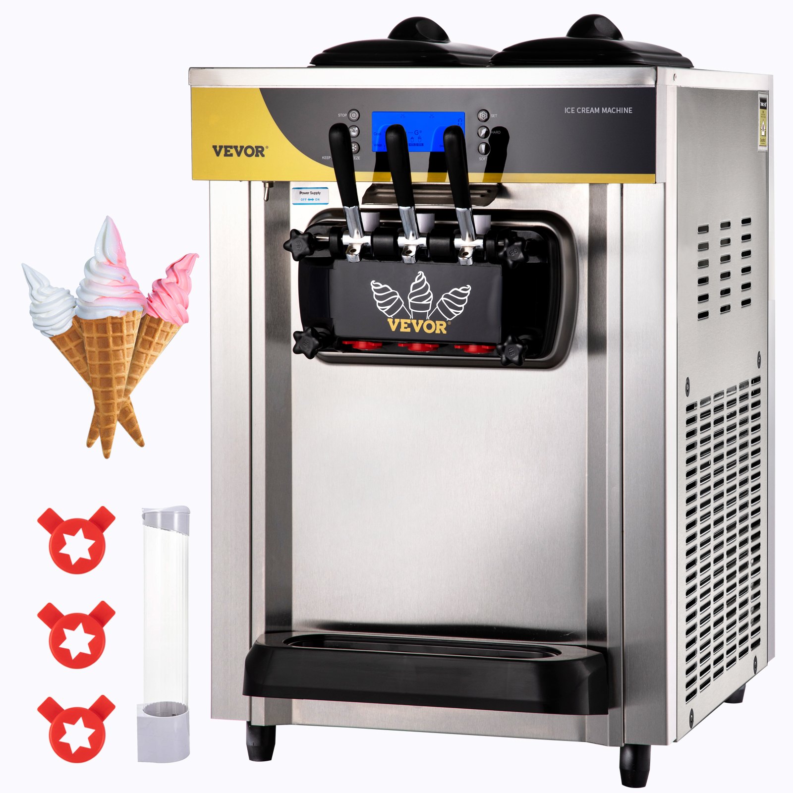 VEVOR Commercial Ice Cream Maker, 22-30L/H Yield