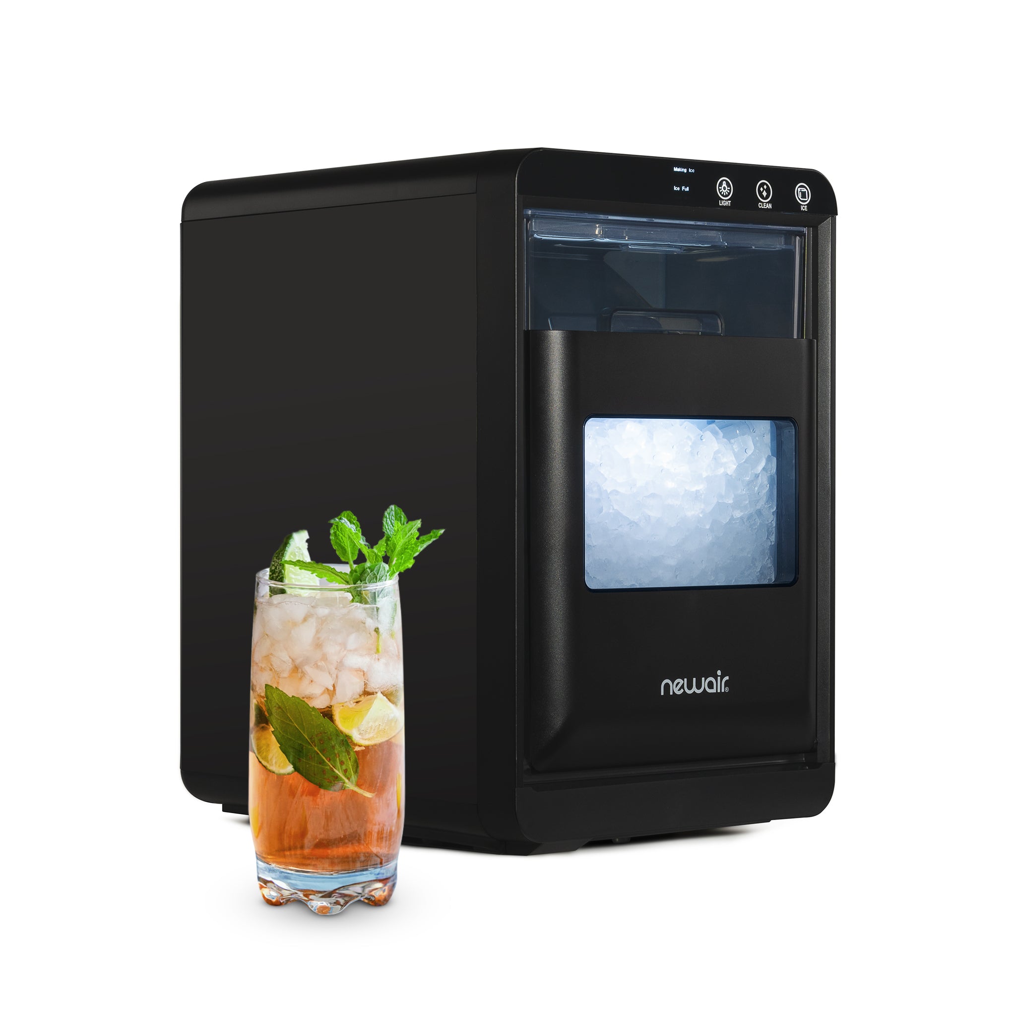 NewAir 44 lb. countertop nugget ice maker in black stainless steel